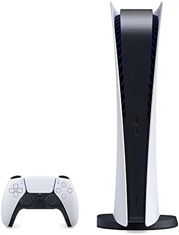 PlayStation 5 Digital Edition console in white, product view 3