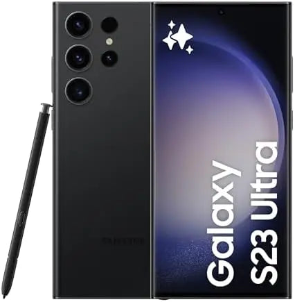 Samsung Galaxy S23 Ultra black smartphone angled view