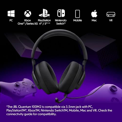 JBL Quantum 100M2 - Wired Over-Ear Gaming Headset with omnidirectional | Black product image 4