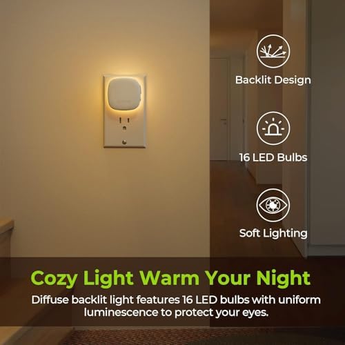 AUVON Plug-in LED Backlit Night Light with Motion Sensor & Dusk to Dawn Sensor | 50LM | White product image 5