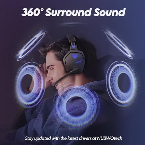 NUBWO Wireless Gaming Headset with Mic for Ps5 Ps4 PC | Blue product image 12