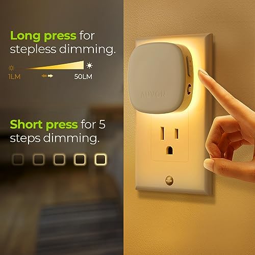 AUVON Plug-in LED Backlit Night Light with Motion Sensor & Dusk to Dawn Sensor | 50LM | White product image 8