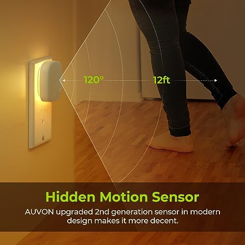 AUVON Plug-in LED Backlit Night Light with Motion Sensor & Dusk to Dawn Sensor | 50LM | White product image 7