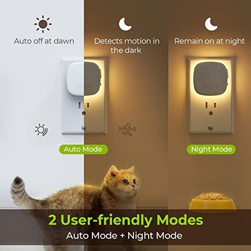 AUVON Plug-in LED Backlit Night Light with Motion Sensor & Dusk to Dawn Sensor | 50LM | White product image 6