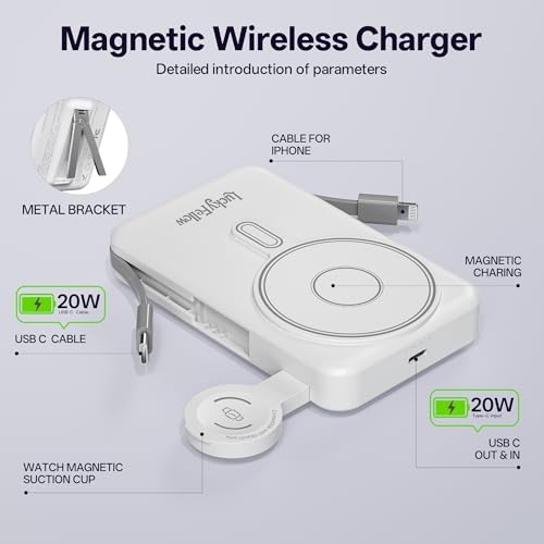 Magnetic Portable Charger Built-in Cables | 10000mAh | Wireless product image 12