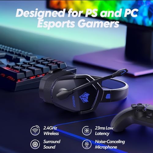 NUBWO Wireless Gaming Headset with Mic for Ps5 Ps4 PC | Blue product image 10