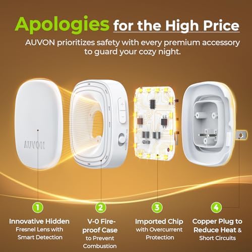 AUVON Plug-in LED Backlit Night Light with Motion Sensor & Dusk to Dawn Sensor | 50LM | White product image 9