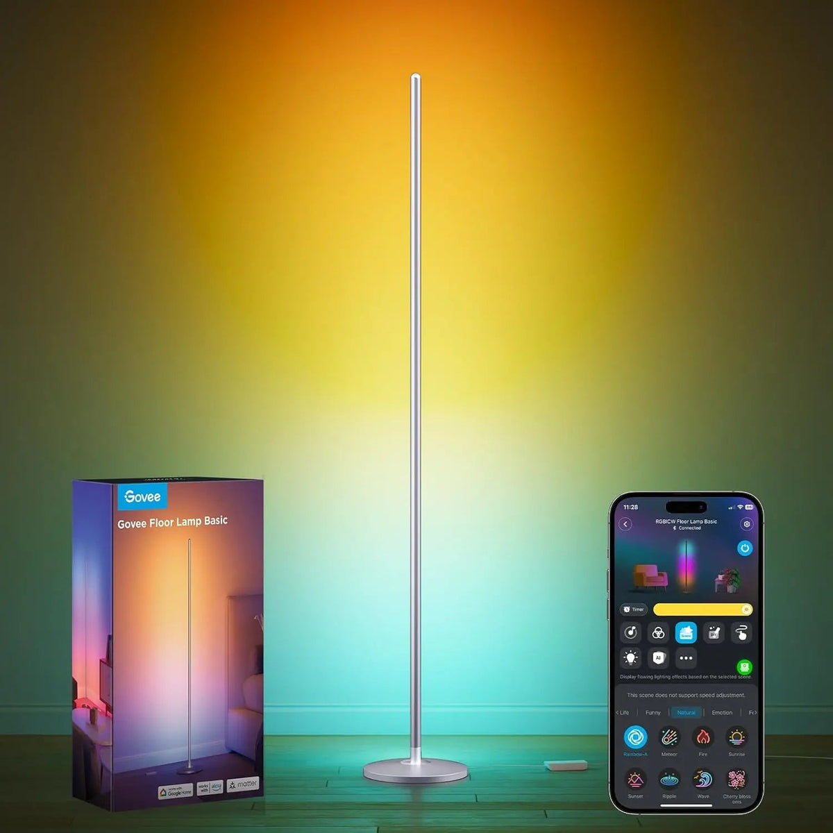 Govee RGBIC 1000-lumen smart corner floor lamp, product view 1