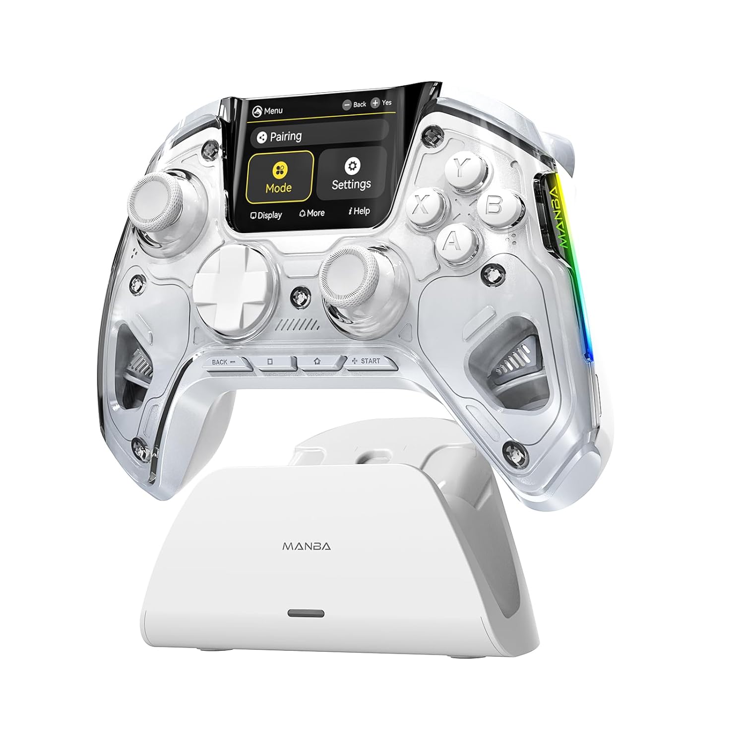 ManbaOne Interactive Screen Wireless Gaming Controller for PC/Switch/Switch 2/iOS/Android | White product image 1
