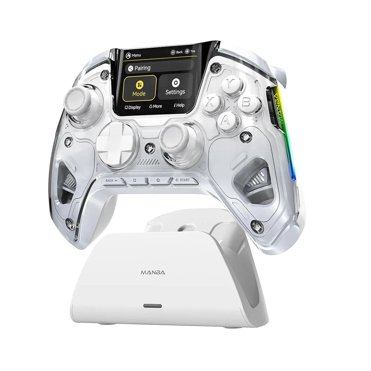 ManbaOne Interactive Screen Wireless Gaming Controller for PC/Switch/Switch 2/iOS/Android | White product image 1