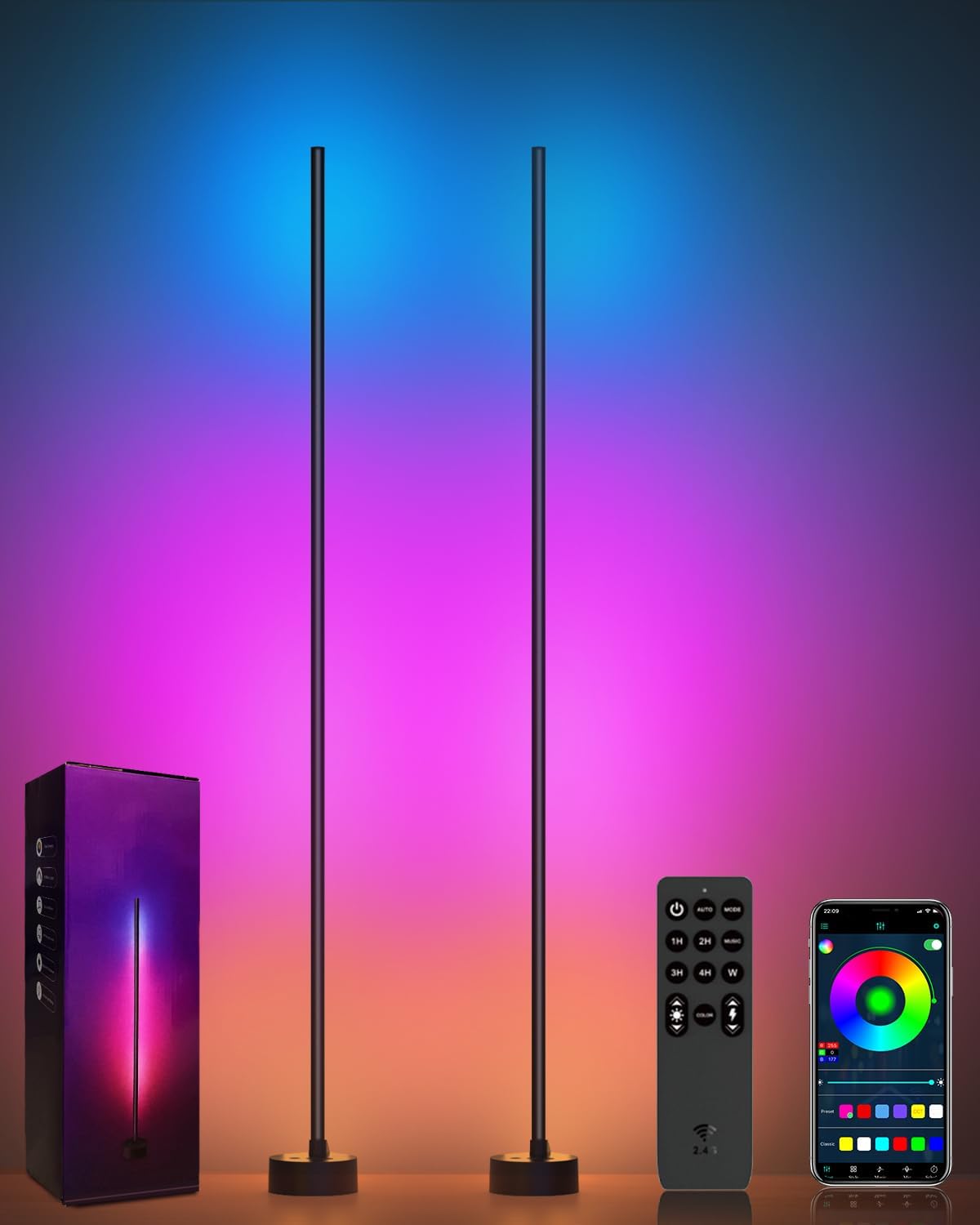 Miortior Corner Floor Lamp - Smart RGB LED Corner Lamp with App and Remote Control product image 1