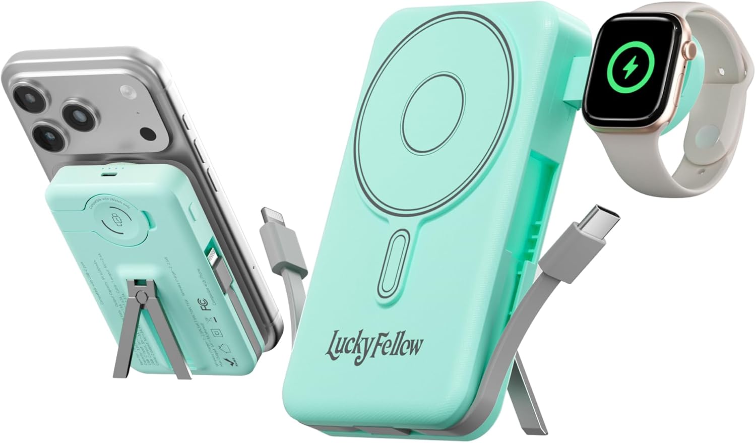 Magnetic Portable Charger Built-in Cables | 10000mAh | Wireless product image 6