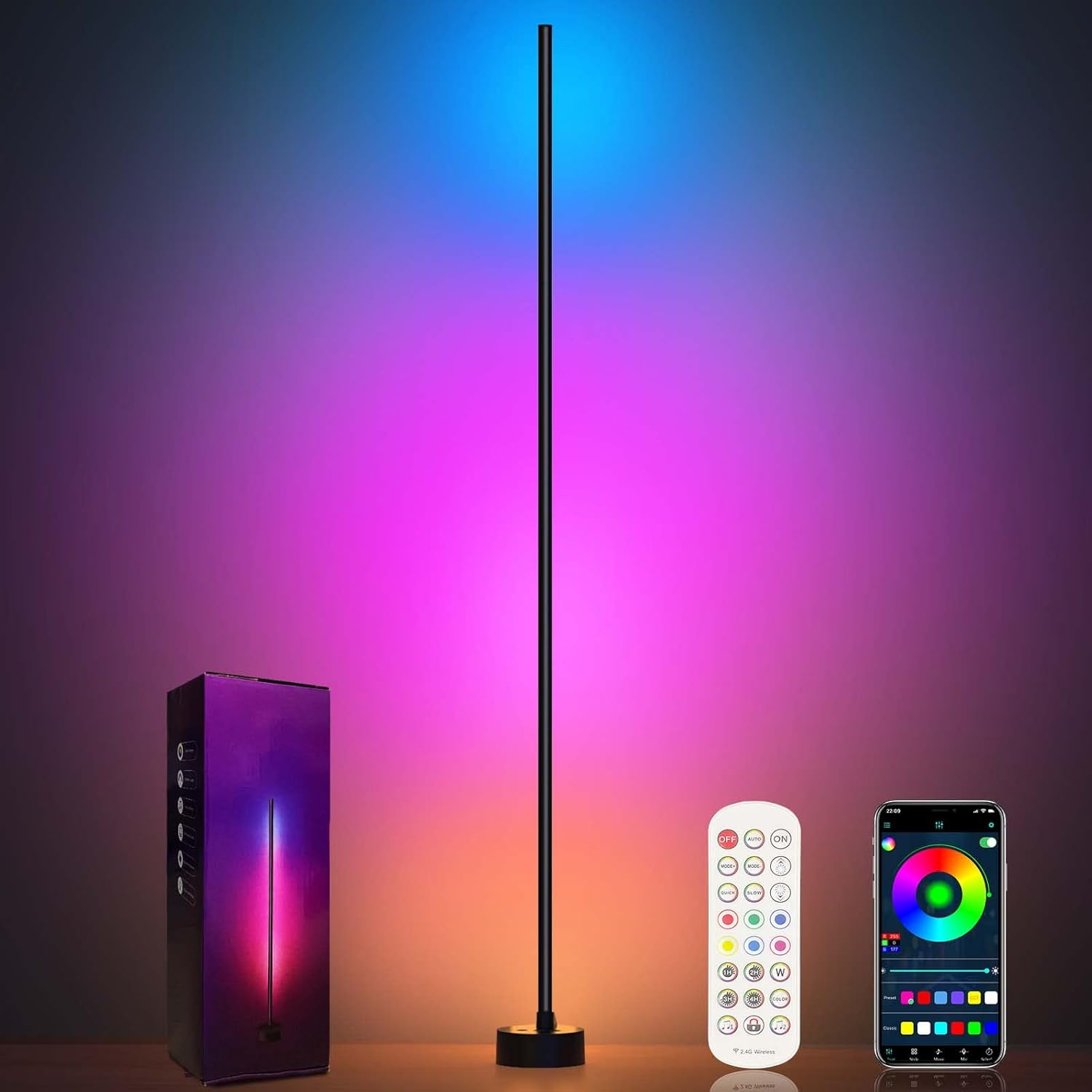 Miortior Corner Floor Lamp - Smart RGB LED Corner Lamp with App and Remote Control product image 2