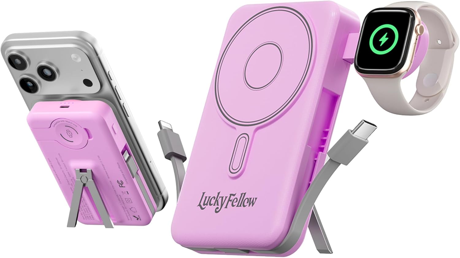 Magnetic Portable Charger Built-in Cables | 10000mAh | Wireless product image 3