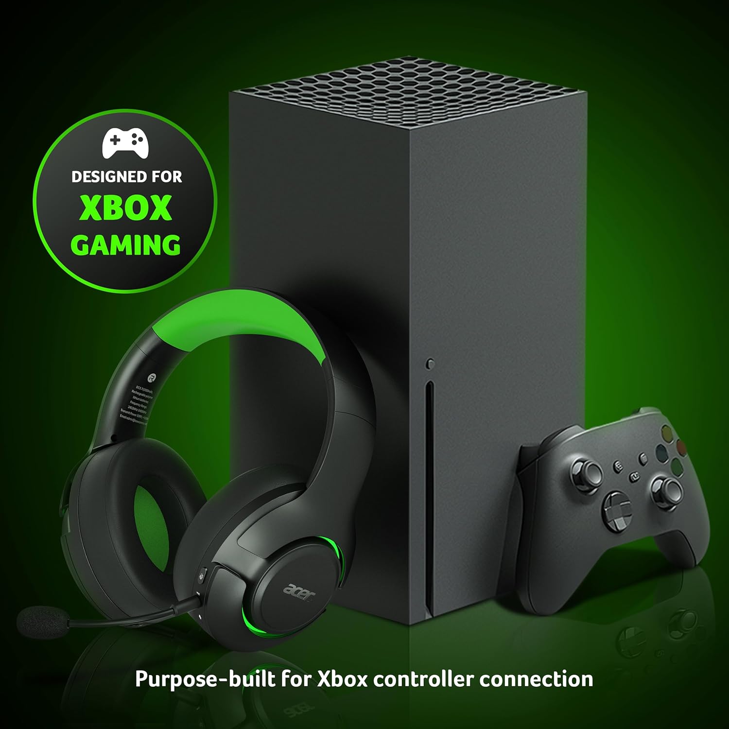 Acer Wireless Gaming Headset for Xbox Series X|S & Xbox One | Noise Cancelling | Black product image 2