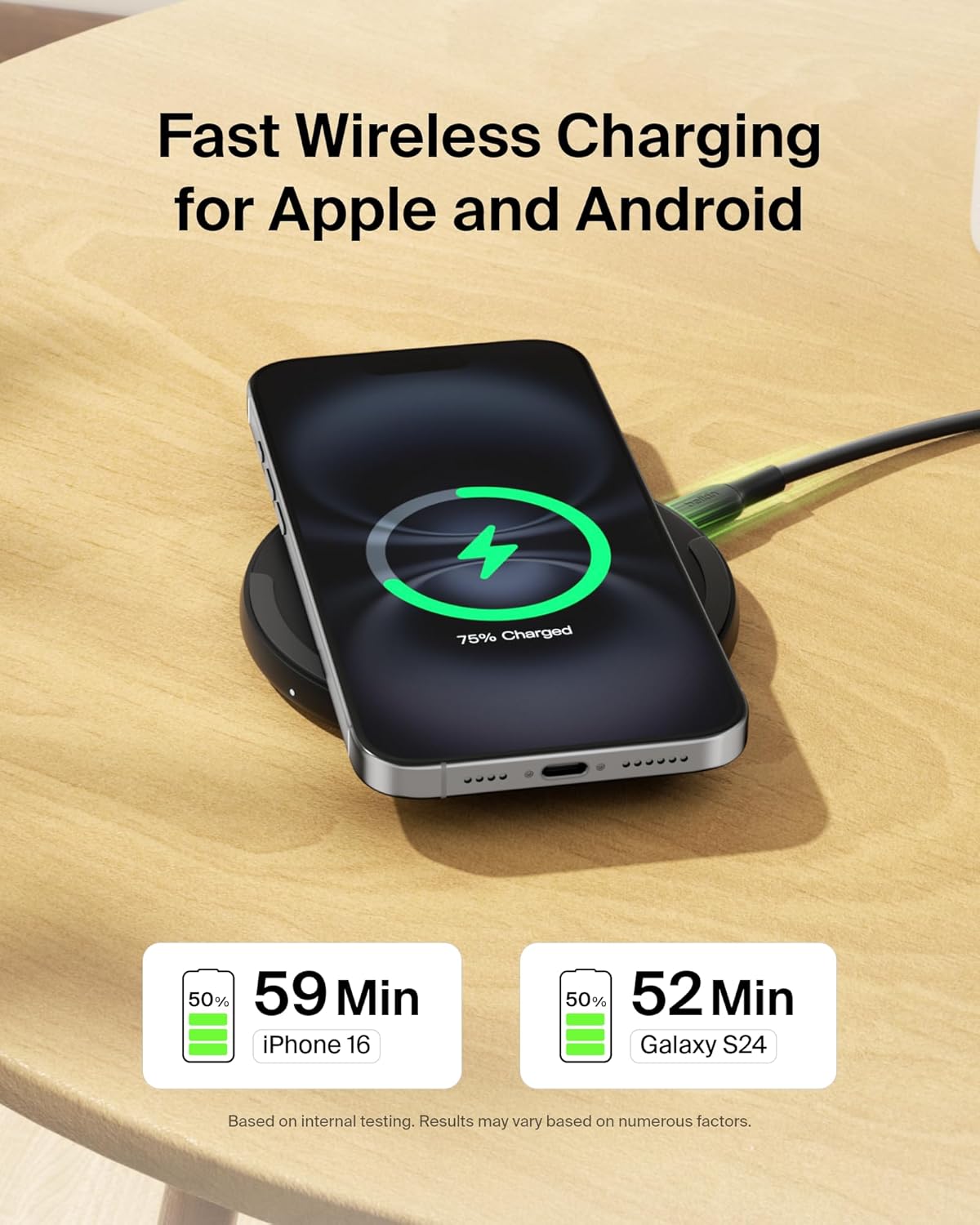 Belkin Wireless Charging Pad 15W - Qi Charger | Black product image 3