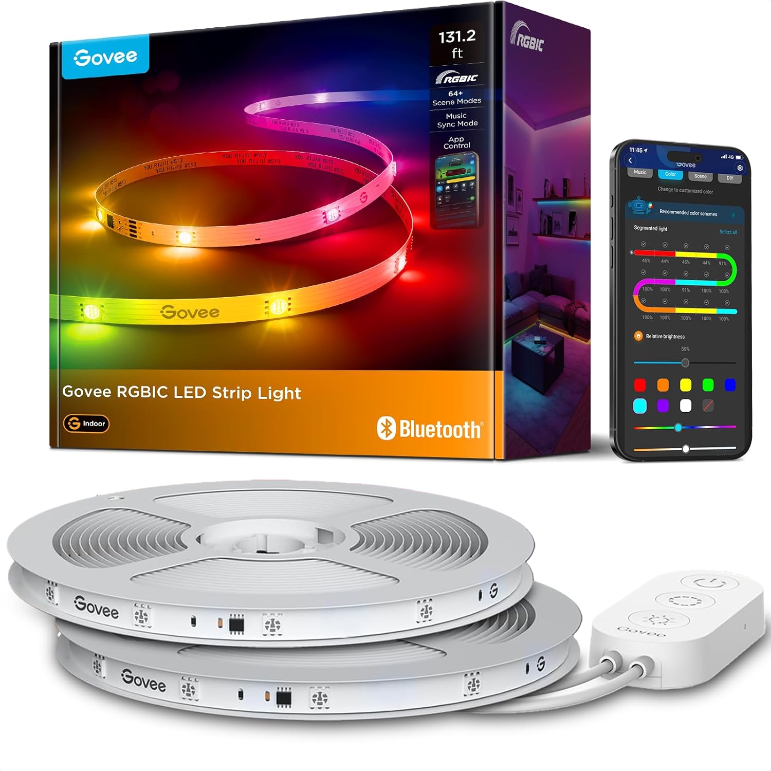 Govee RGBIC LED Strip Lights Smart LED Lights for Bedroom | Bluetooth product image 1