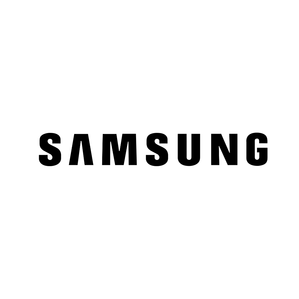Samsung logo on a dark square background