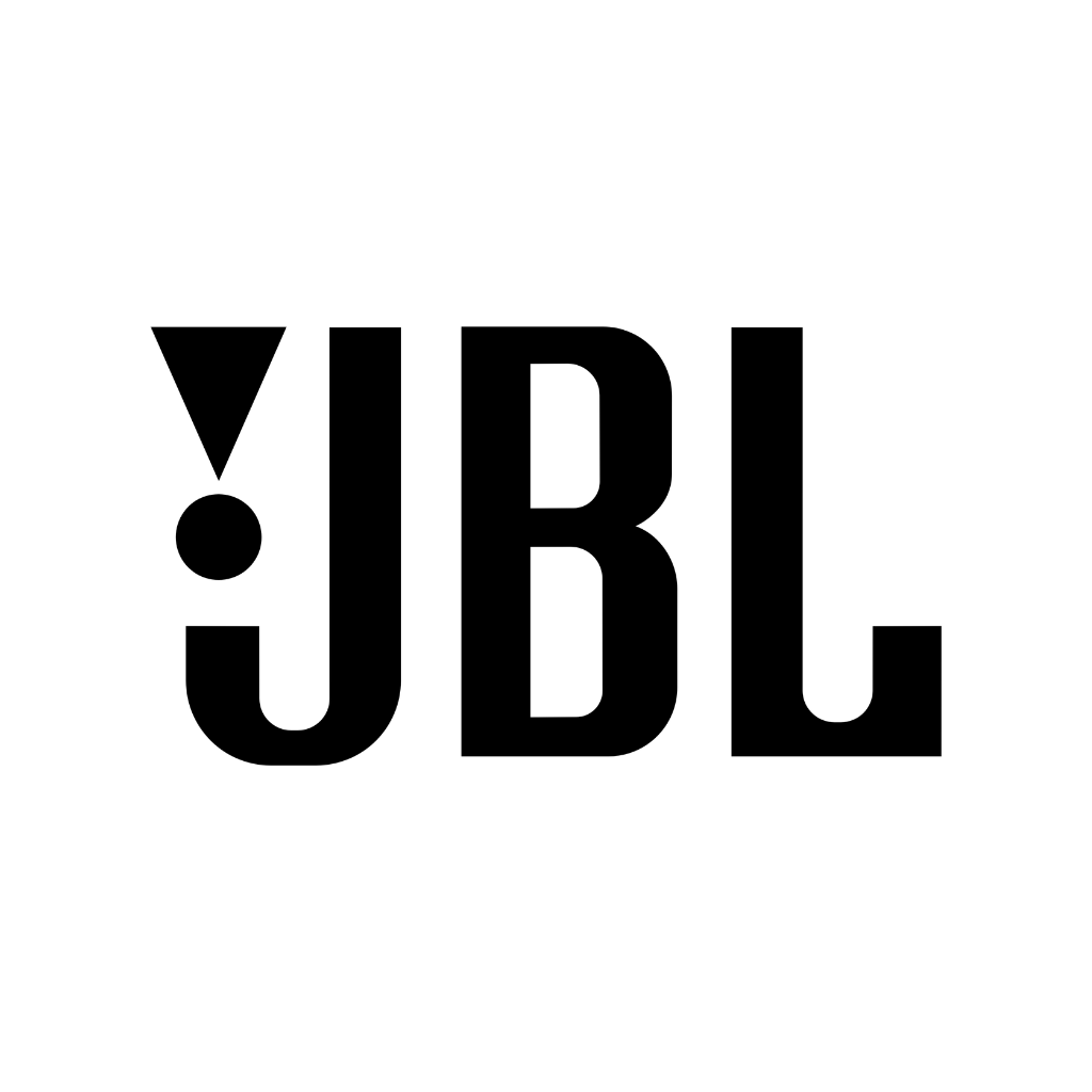 JBL logo on a dark square background