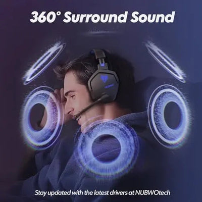 NUBWO wireless gaming headset in blue, product view 12