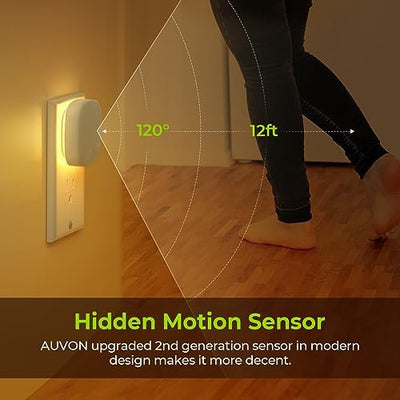 AUVON Plug-in LED Backlit Night Light with Motion Sensor & Dusk to Dawn Sensor | 50LM | White product image 7