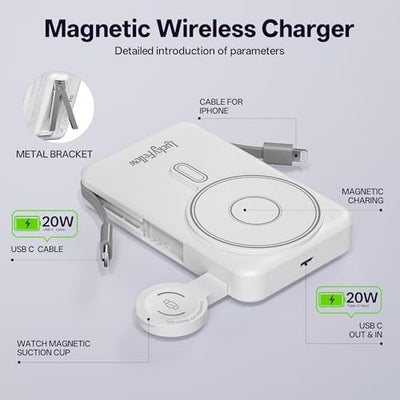 Magnetic Portable Charger Built-in Cables | 10000mAh | Wireless product image 12