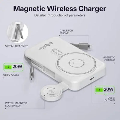 Magnetic Portable Charger Built-in Cables | 10000mAh | Wireless product image 12