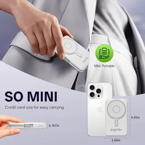 Magnetic Portable Charger Built-in Cables | 10000mAh | Wireless product image 10