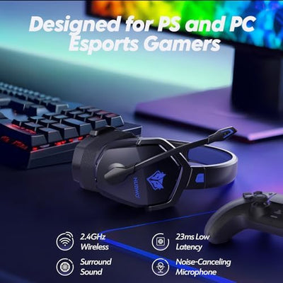 NUBWO Wireless Gaming Headset with Mic for Ps5 Ps4 PC | Blue product image 10