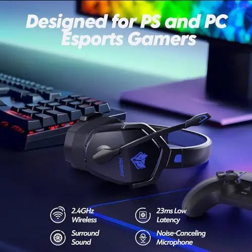 NUBWO wireless gaming headset in blue, product view 10