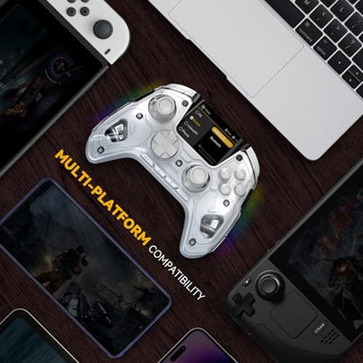 ManbaOne Interactive Screen Wireless Gaming Controller for PC/Switch/Switch 2/iOS/Android | White product image 7