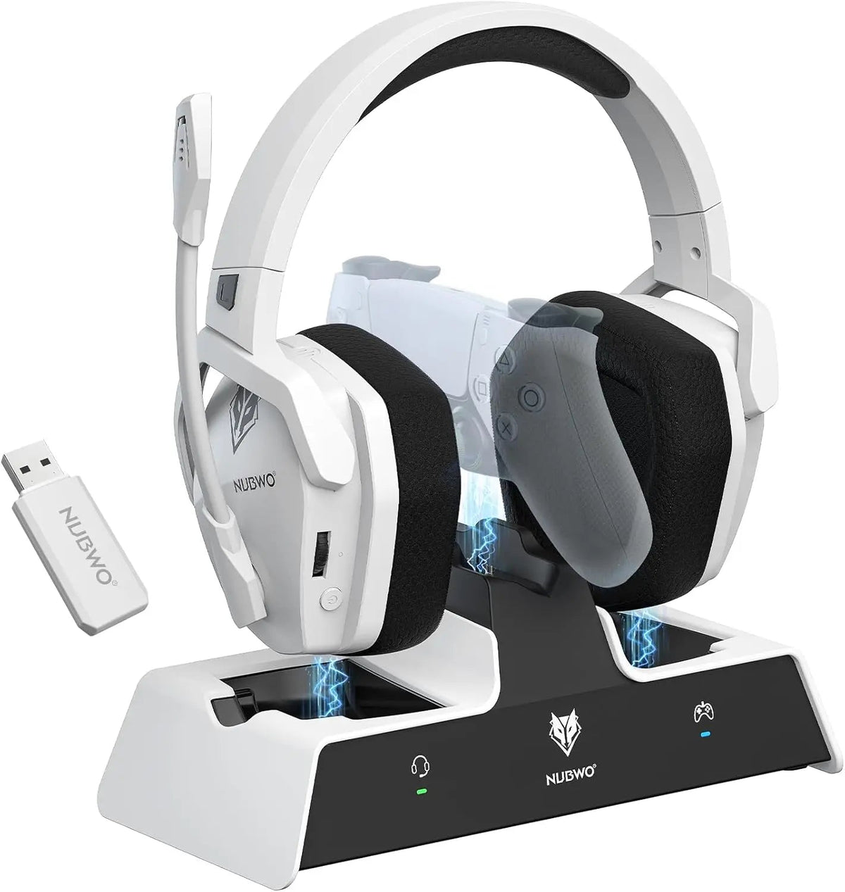 NUBWO wireless gaming headset in blue, product view 8